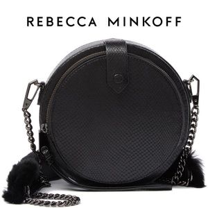 Rebecca Minkoff mini canteen leather and fur strap cross body bag